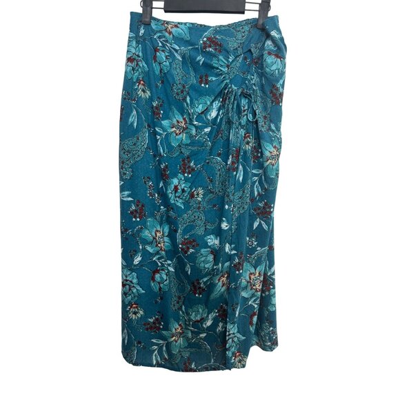 NWT Band Of The Free Large In Floral Print Boho Teal Red Aqua Maxi Skirt - Picture 2 of 16